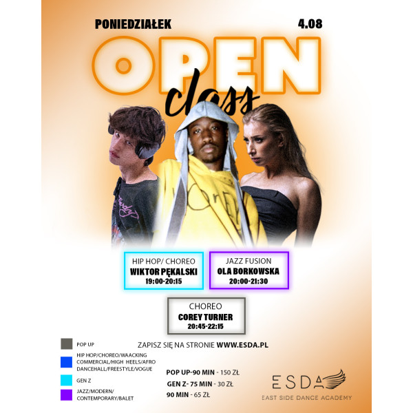 | SUMMER OPEN CLASS | PONIEDZIAŁEK | 04.08