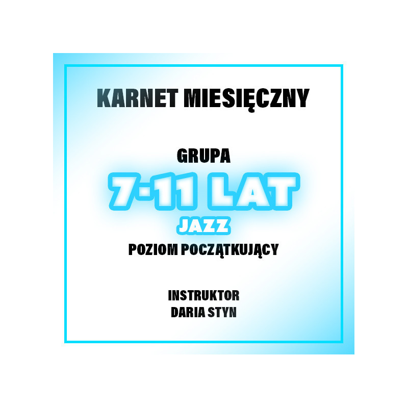 JAZZ | 7-11 LAT | POZIOM POCZĄTKUJĄCY | KWIECIEŃ